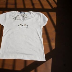 NWT Girls White T-Shirt by Jacadi Size 8 Y